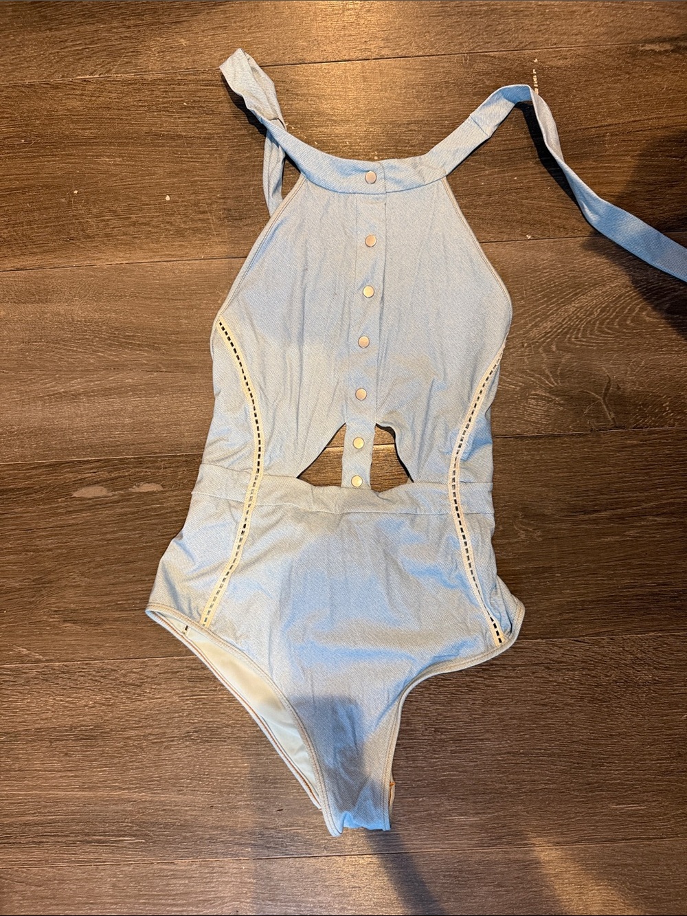 Jonathan Simkai'One-Piece Halter Swim Suit with Button Front